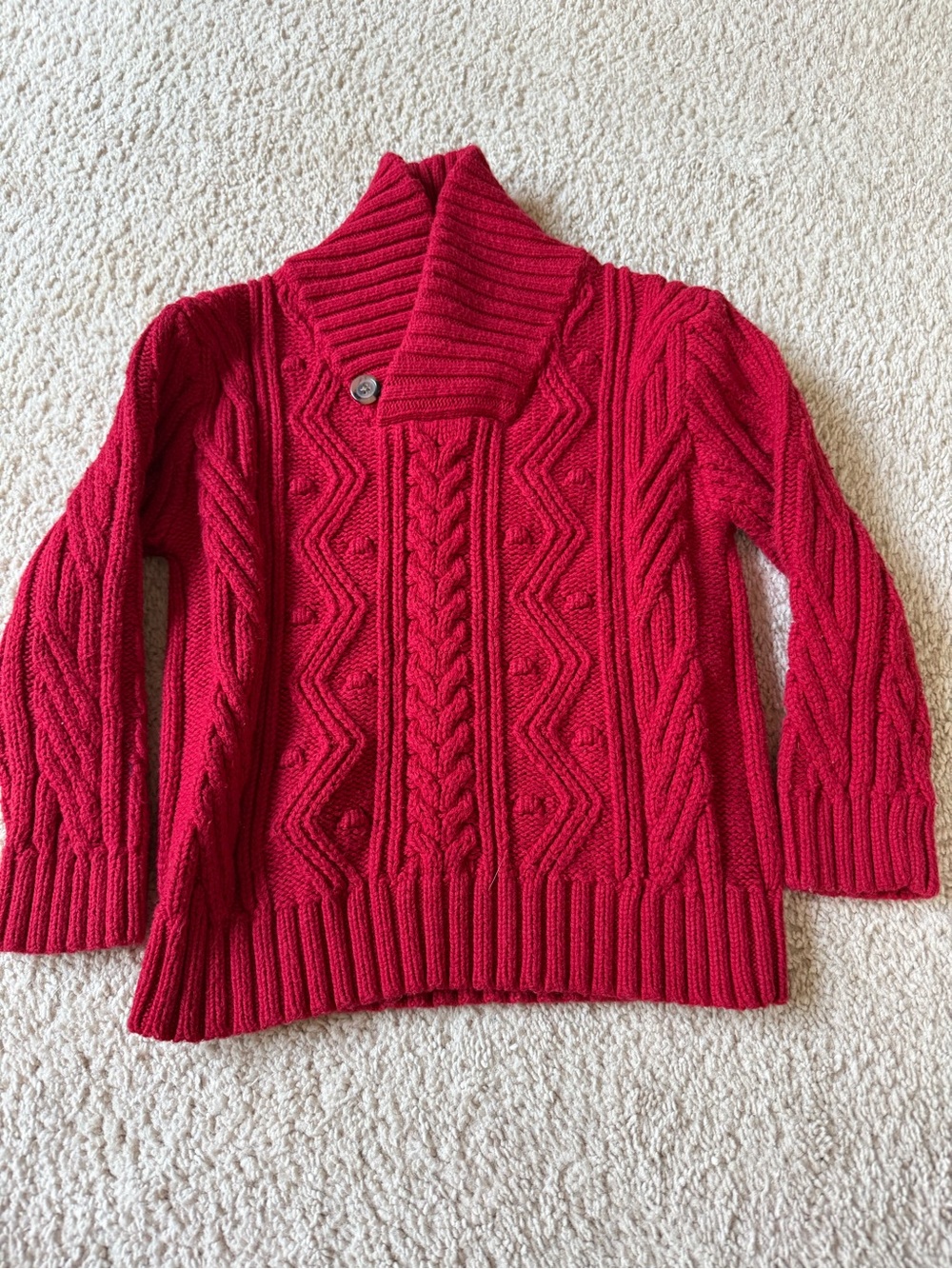 Cat & Jack Red Cable Knit Shawl-Collar Sweater
